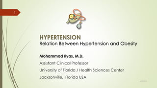 HYPERTENSION
Relation Between Hypertension and Obesity
Mohammad Ilyas, M.D.
Assistant Clinical Professor
University of Florida / Health Sciences Center
Jacksonville, Florida USA
6/24/2014
1
 