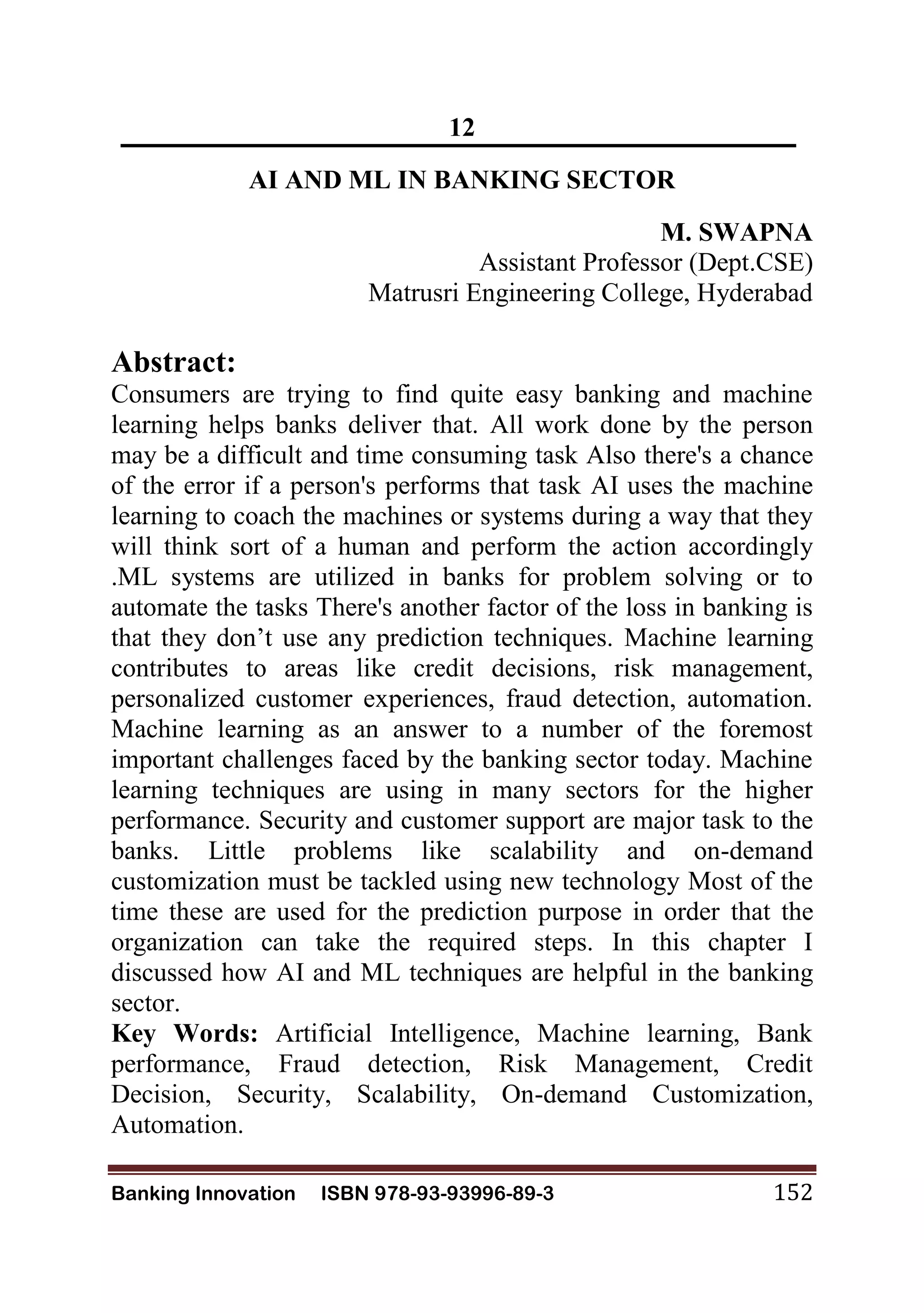 AI AND ML IN BANKING SECTOR | PDF