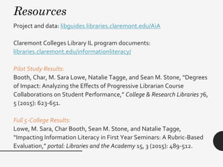 Information Literacy and First Year Students: Programmatic Instructional Approaches and Assessment