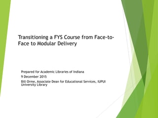 Information Literacy and First Year Students: Programmatic Instructional Approaches and Assessment