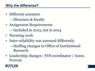Information Literacy and First Year Students: Programmatic Instructional Approaches and Assessment