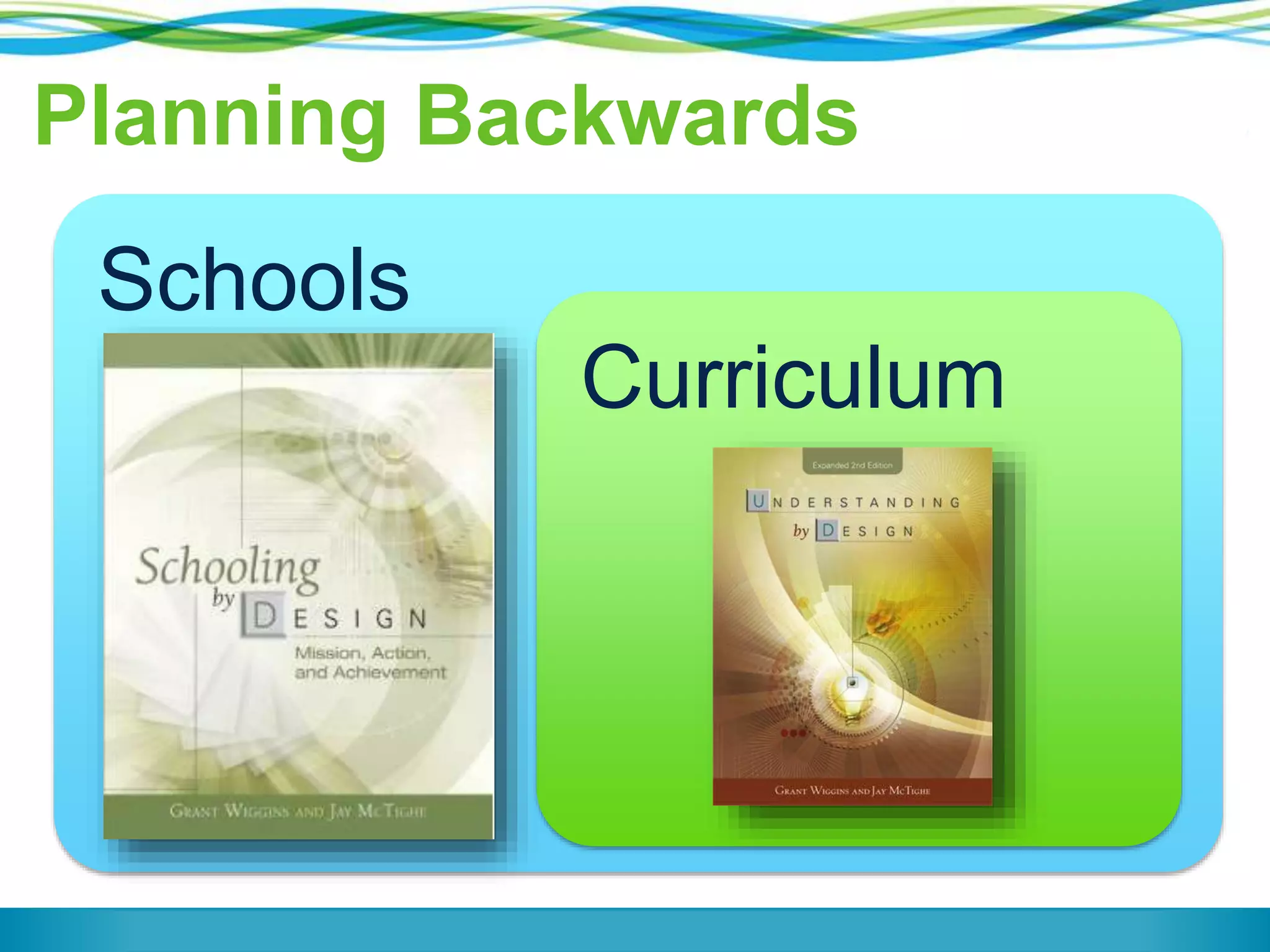 Planning Backwards
Schools
Curriculum
 