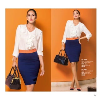 15
Ref. 455630
Blusa en rayón viscosa
(No Incluye fajón)
Color: Blanco
Tallas: S-M-L-XL
$89.990
Ref. 495601
Falda en viscosa punto
Color: Azul navy
Tallas: 6-8-10-12
$89.990
 