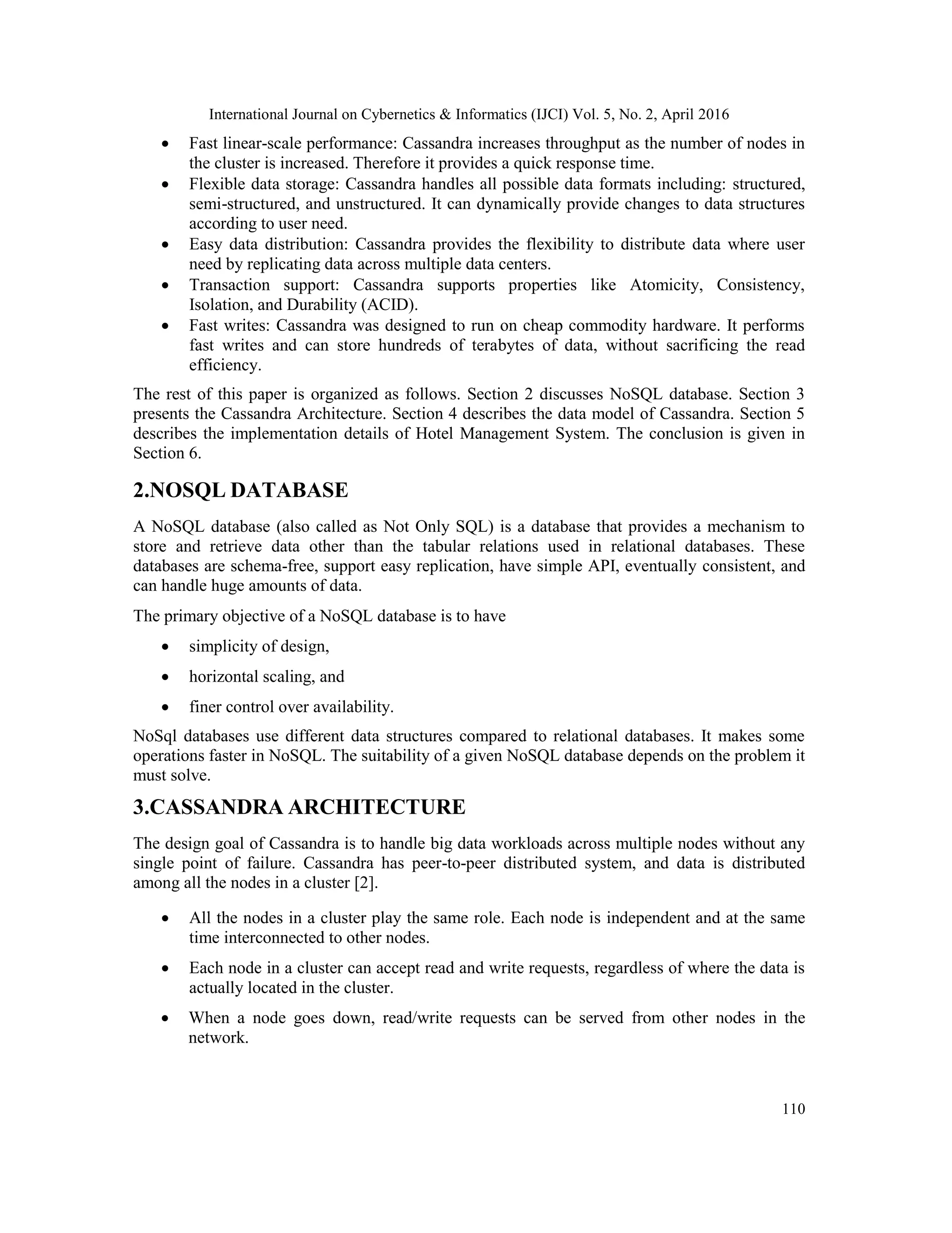 CASSANDRA A DISTRIBUTED NOSQL DATABASE FOR HOTEL MANAGEMENT SYSTEM | PDF