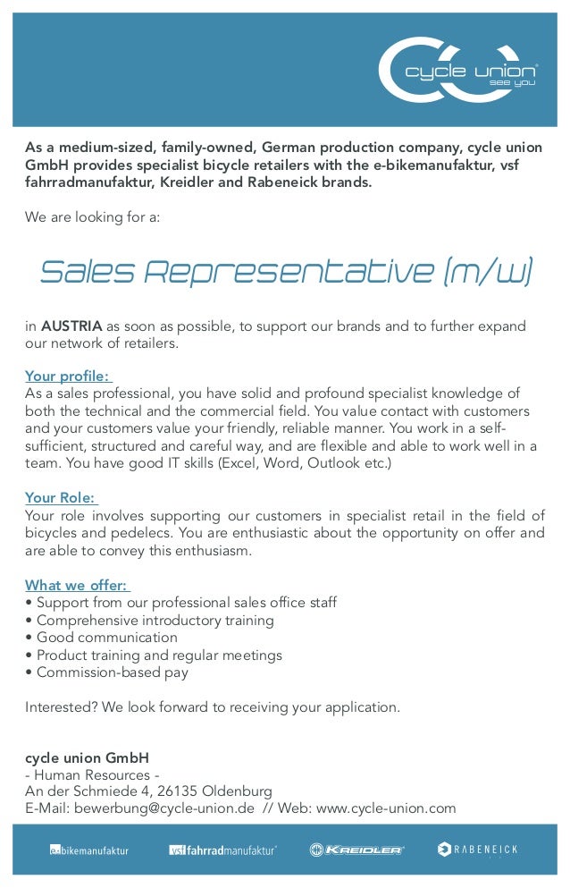 12 08 16 Cu Stellenanzeige Sales Representative Austria