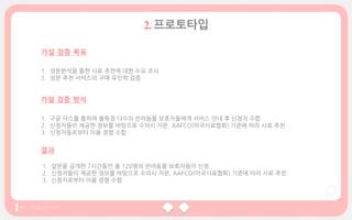 ㅅ
가설 검증 목표
1. 성분분석을 통한 사료 추천에 대한 수요 조사
2. 성분 추천 서비스의 구매 유인력 검증
가설 검증 방식
1. 구글 닥스를 통하여 불특정 다수의 반려동물 보호자들에게 서비스 안내 후 신청자 수합
2. 신청자들이 제공한 정보를 바탕으로 수의사 자문, AAFCO(미국사료협회) 기준에 따라 사료 추천
3. 신청자들로부터 이용 경험 수합
결과
1. 설문을 공개한 7시간동안 총 120명의 반려동물 보호자들이 신청
2. 신청자들이 제공한 정보를 바탕으로 수의사 자문, AAFCO(미국사료협회) 기준에 따라 사료 추천
3. 신청자로부터 이용 경험 수합
 