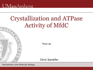 [object Object],Crystallization and ATPase Activity of MfdC Theis Lab 