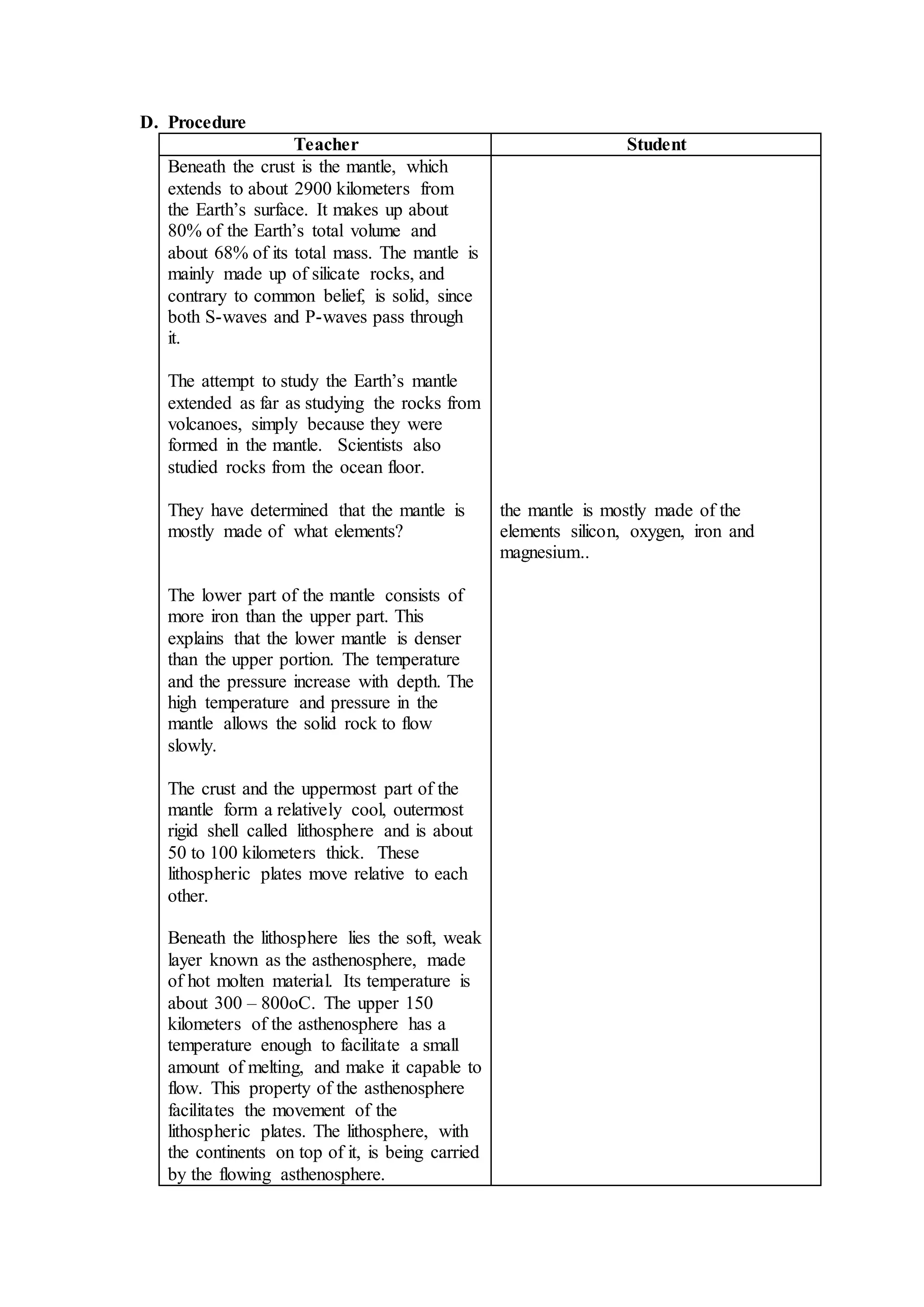 12.layers of the earth (mantle) | DOCX | Geology | Science