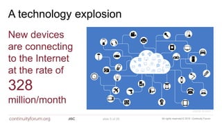 All rights reserved © 2018 Continuity ForumJISC slide 5 of 29
A technology explosion
New devices
are connecting
to the Internet
at the rate of
328
million/month
Digital Britain 1
 