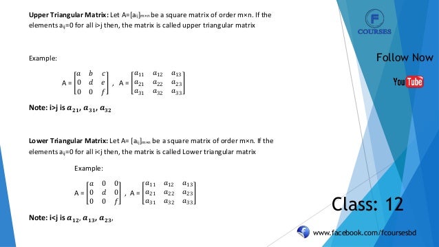 Upper and Lower Triangular Matrices With Example | Class_12 | Matrix