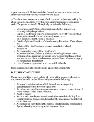 Audit Permanent File Example AUDITING | DOCX