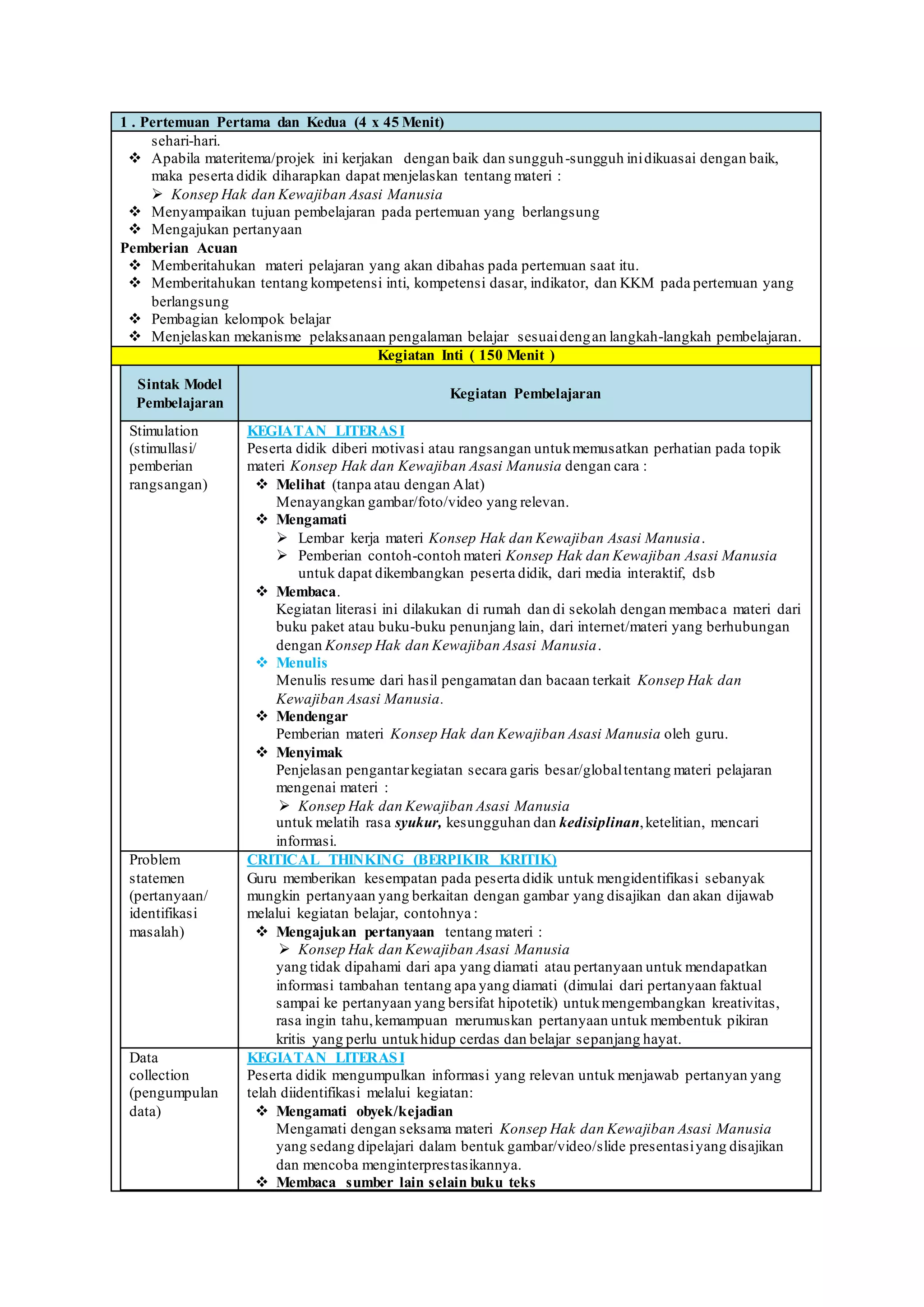 RPP PPKN kelas x k13 | DOCX