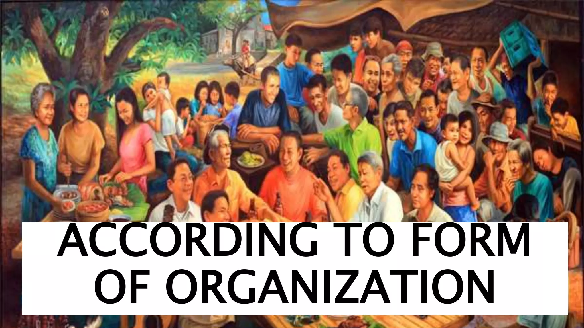 ACCORDING TO FORM
OF ORGANIZATION
 