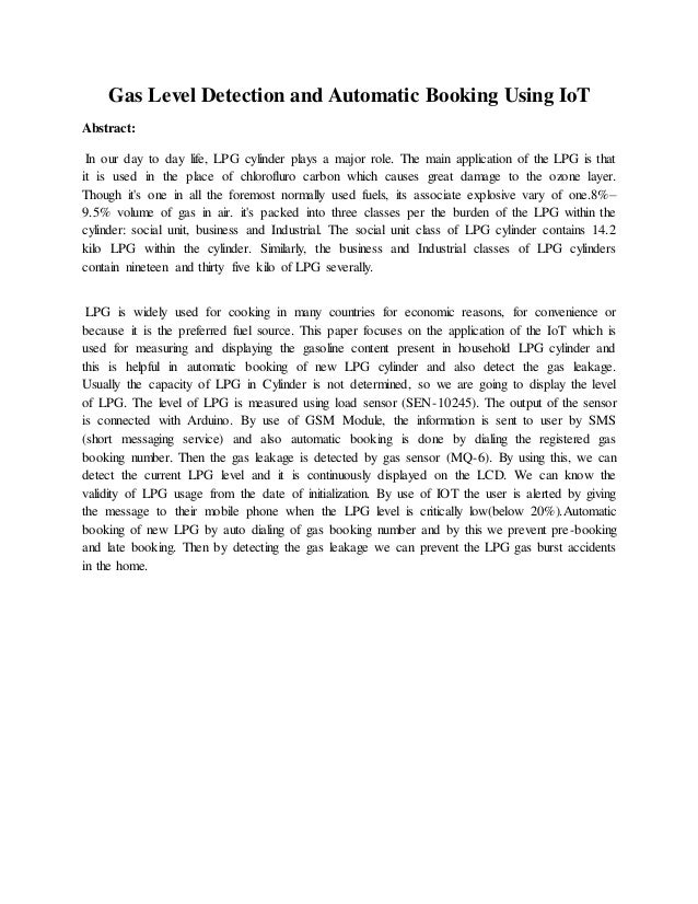 Gas Level Detection and Automatic Booking Using IoT