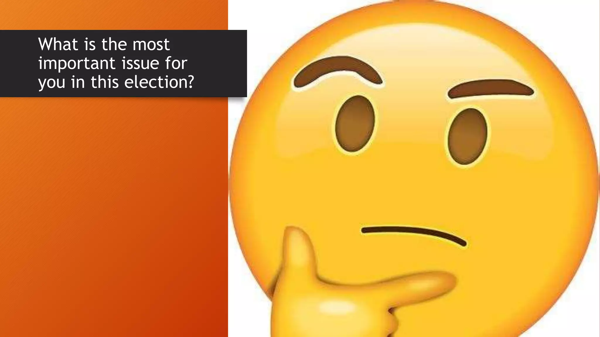 What is the most
important issue for
you in this election?
 
