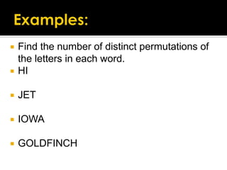 Permutation Lettering 12.1 fundamental counting principle and permutations | PPTX