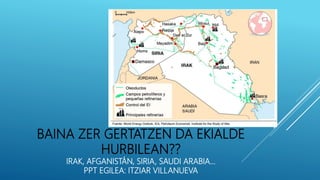 BAINA ZER GERTATZEN DA EKIALDE
HURBILEAN??
IRAK, AFGANISTÁN, SIRIA, SAUDI ARABIA…
PPT EGILEA: ITZIAR VILLANUEVA
 