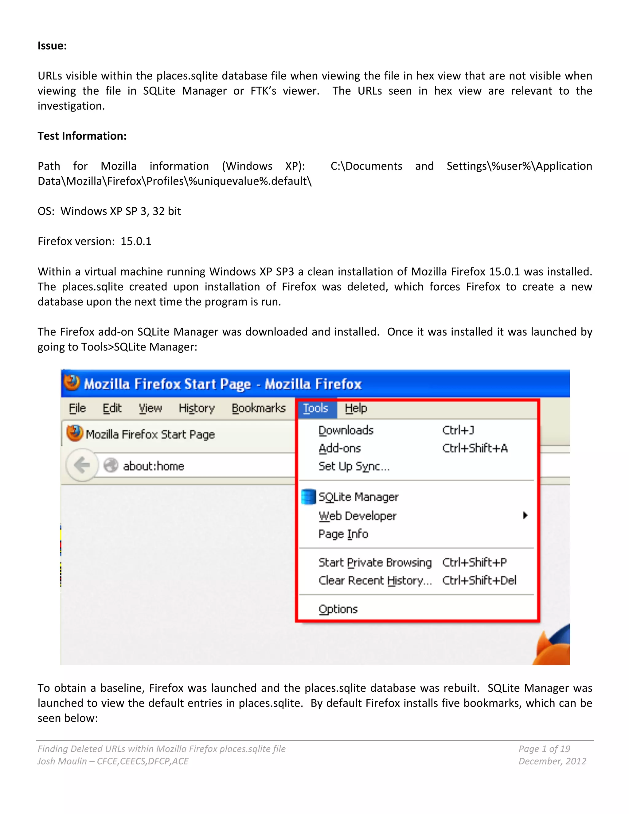 Josh Moulin Finding deleted URLs in Mozilla Firefox places.sqlite PDF