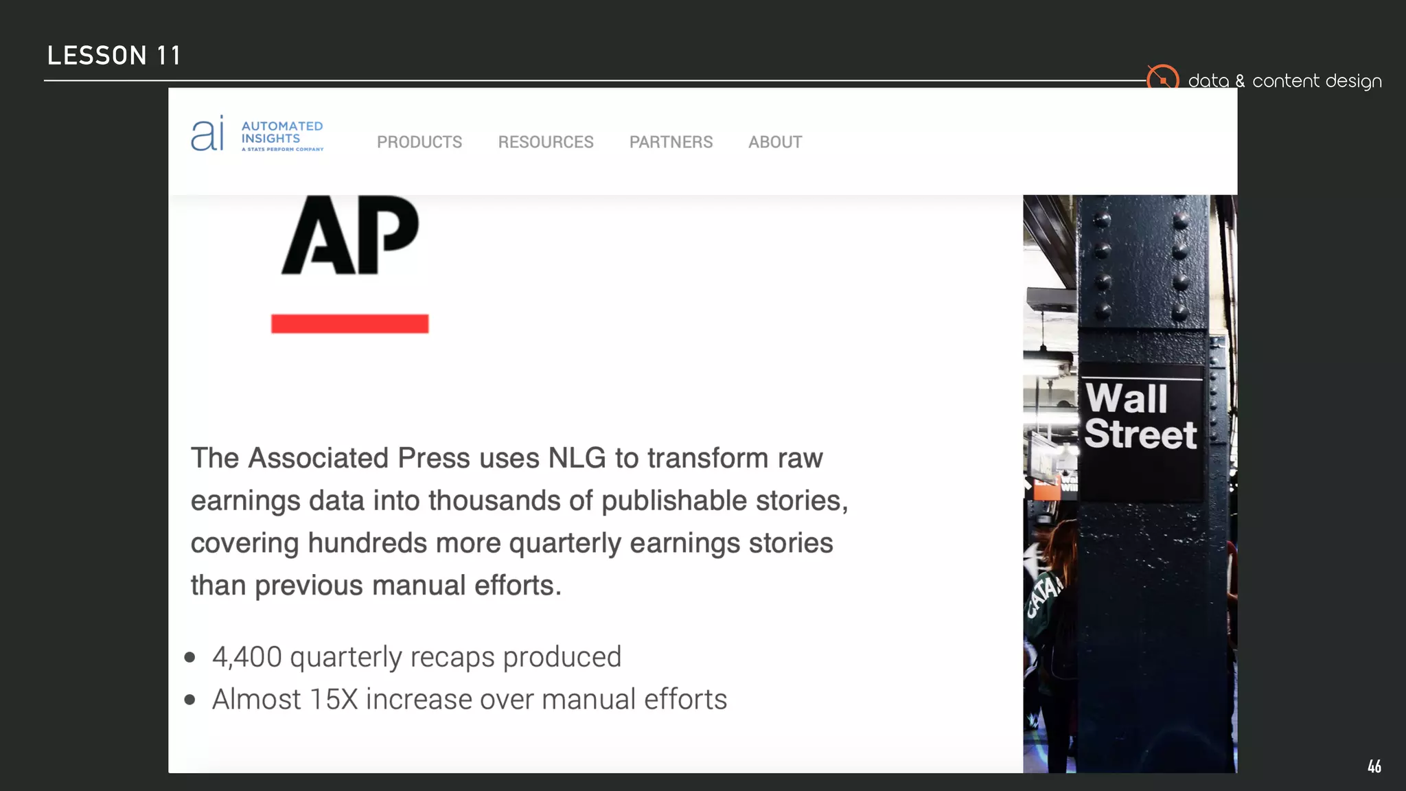 data & content design
LESSON 11
46
 