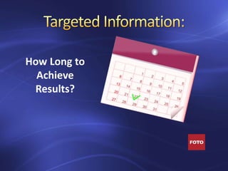 How Long to
Achieve
Results?
 