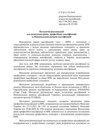 С Х В А Л Е Н О
рішення Національного
агентства кваліфікацій
від 17.09.2021 року
протокол № 12 (48)
Методичні рекомендації...