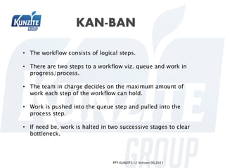 PPT.KUNZITE.12 Version 00.2021
KAN-BAN
• The workflow consists of logical steps.
• There are two steps to a workflow viz. ...