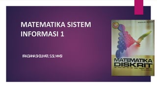 MATEMATIKA SISTEM
INFORMASI 1
IRADIANA SHOLIHATI,S.SI,MMSI
FOTO/VIDEO
 