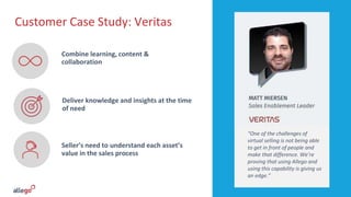 Customer Case Study: Veritas
Deliver knowledge and insights at the time
of need
Seller’s need to understand each asset’s
v...
