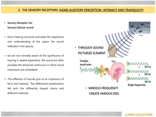 • Sensory Receptor: Ear
Sensory Stimuli: sound
• Ears’s hearing structure articulate the experience
and understanding of t...