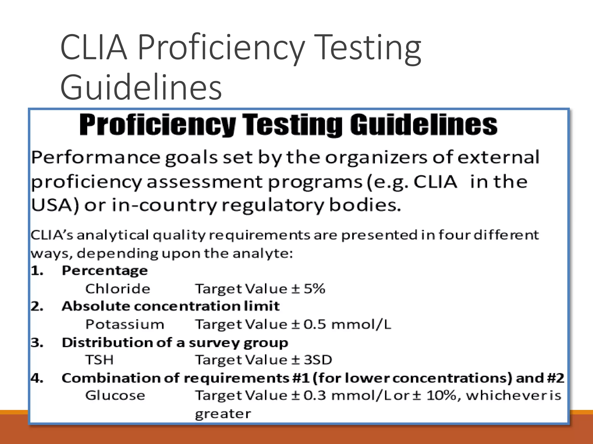 CLIA Proficiency Testing
Guidelines
 