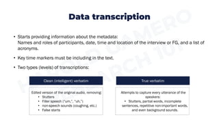 Research 101: Transcription of Interviews | PDF