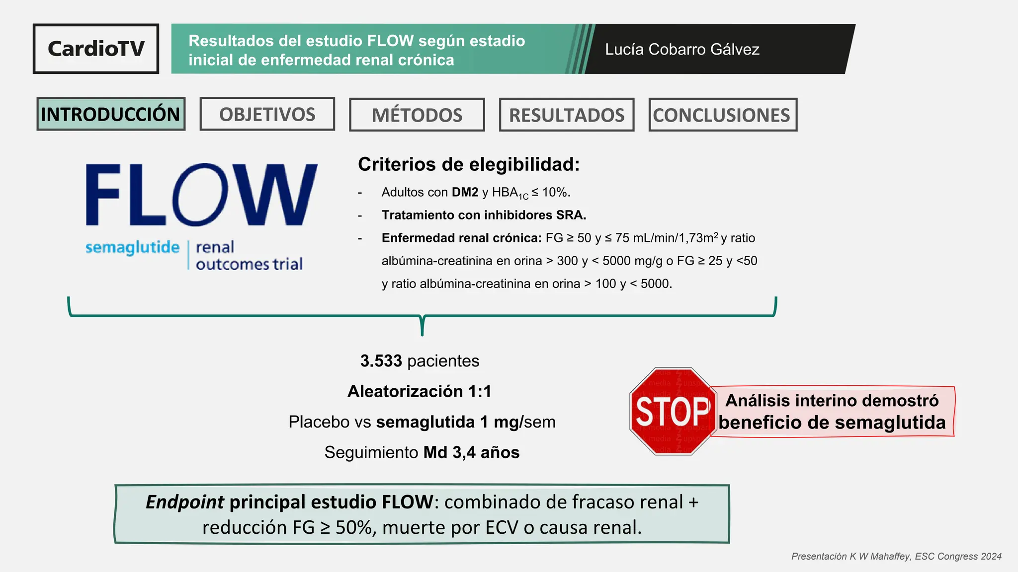 estudio flow semaglutide Estudio FLOW según estadio enfermedad renal crónica