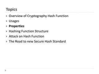 Comprehensive Overview of Cryptographic Hash Functions and Their ...