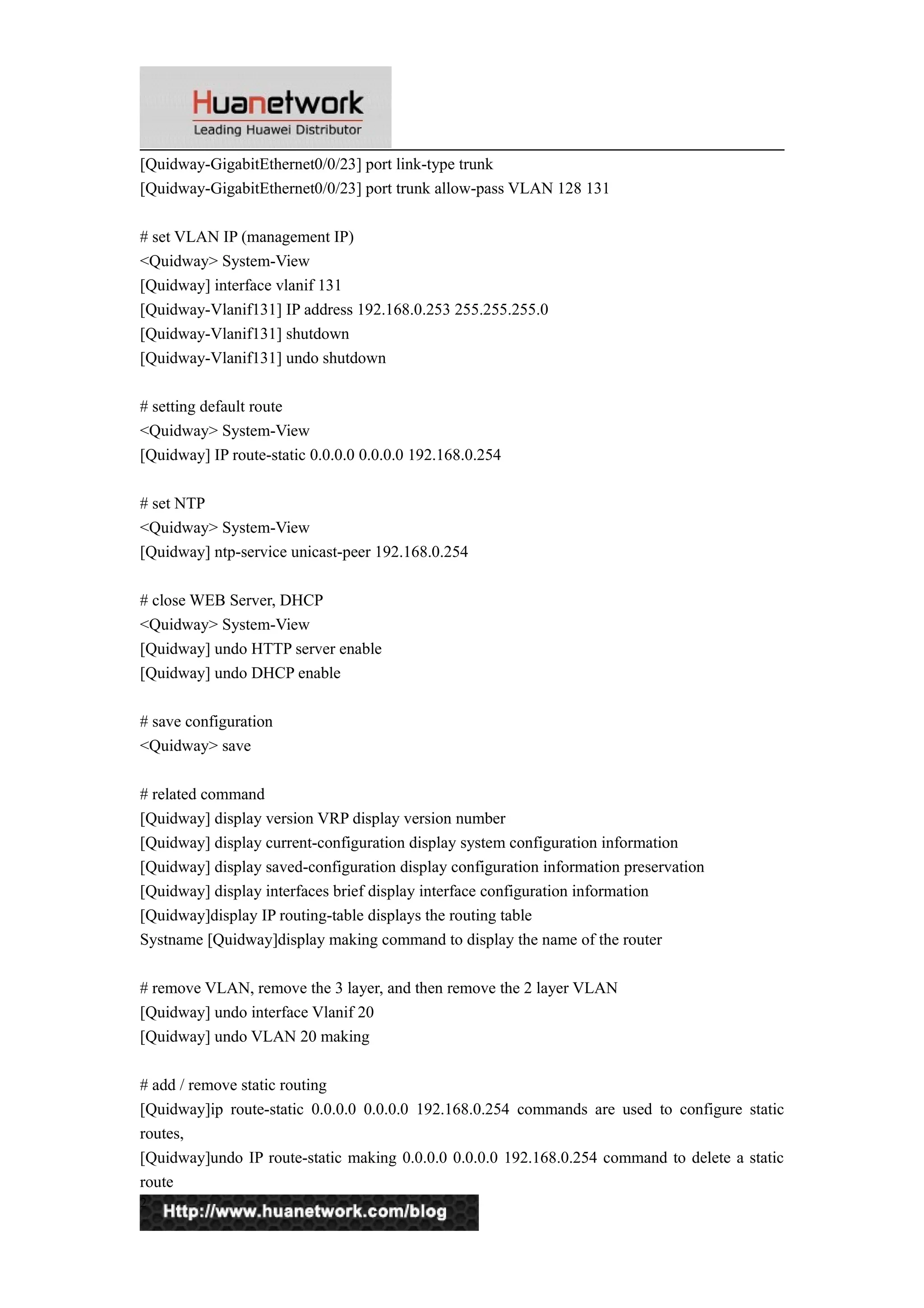 Huawei Router Basic Commands Huawei S5700 Basic Configuration Command | DOC
