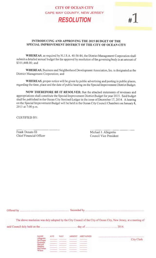Ocean City Council agenda, Dec. 4, 2014