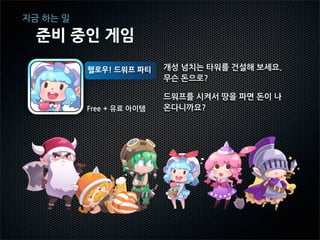 지금 하는 일

  준비 중인 게임

          재배소녀             나의 화원에서 꽃을 재배하면 미소
                           녀가 나온다!?
          2012년 5월 발매 예정
                           본격 미소녀 만드라고라 수집 게임
          Free + 유료 아이템    ‘나를 재배해 미소녀를 모아보지 않겠어?’
 