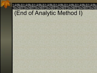 (End of Analytic Method I)
 