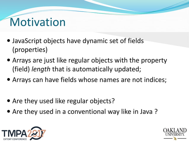 TMPA-2017: Static Checking of Array Objects in JavaScript | PPT