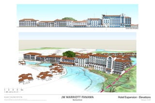 © 2015 HART HOWERTON LTD. © 2015 HART HOWERTON PARTNERS LTD.
The designs and concepts shown are the sole property of Hart Howerton. The drawings may not be used except with the expressed written consent of Hart Howerton. February 13, 2015
JW MARRIOTT PANAMA
Buenaventura
Hotel Expansion - Elevations
0	 10	 20	 30	 40m
1 : 400 at full size (36 x 24")
Ocean View Elevation
 