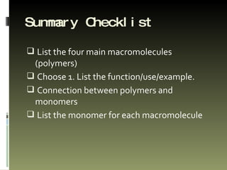 Macromolecule Jigsaw | PPT | Chemistry | Science