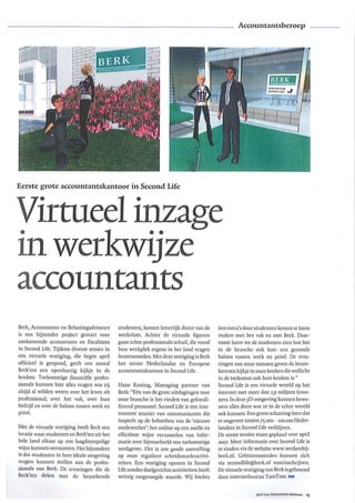 12. Artikel eerste grote accountancykantoor in Second Life - Hans Koning -  2007
