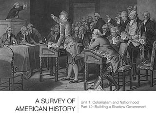 A SURVEY OF
AMERICAN HISTORY
Unit 1: Colonialism and Nationhood

Part 12: Building a Shadow Government
 