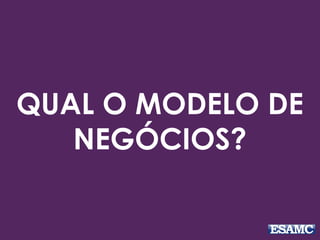 QUAL O MODELO DE
NEGÓCIOS?
 
