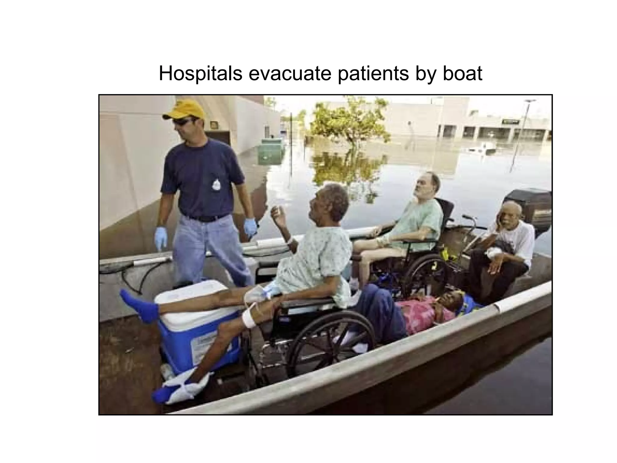 Hospitals evacuate patients by boat
 