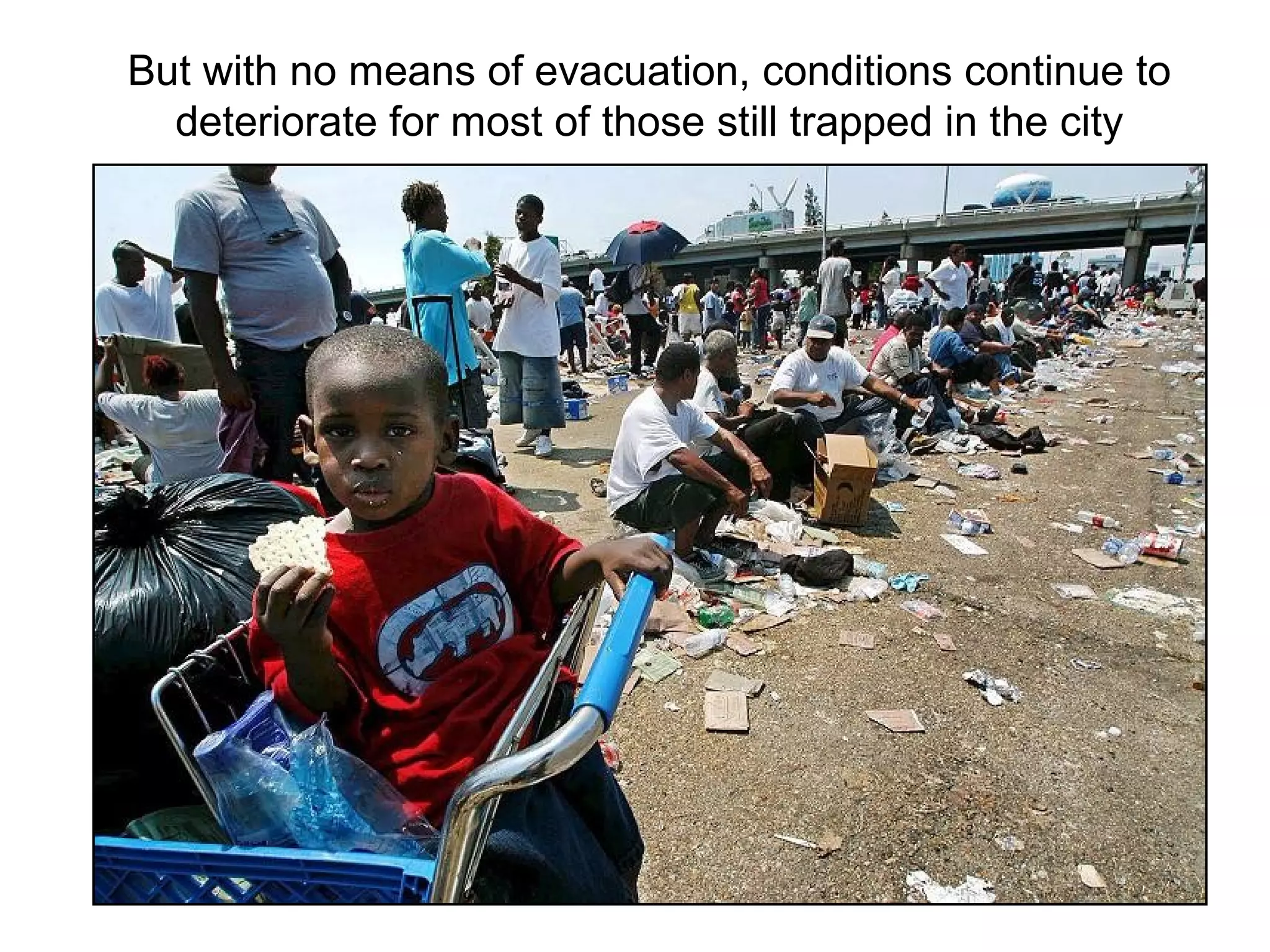 But with no means of evacuation, conditions continue to
deteriorate for most of those still trapped in the city
 