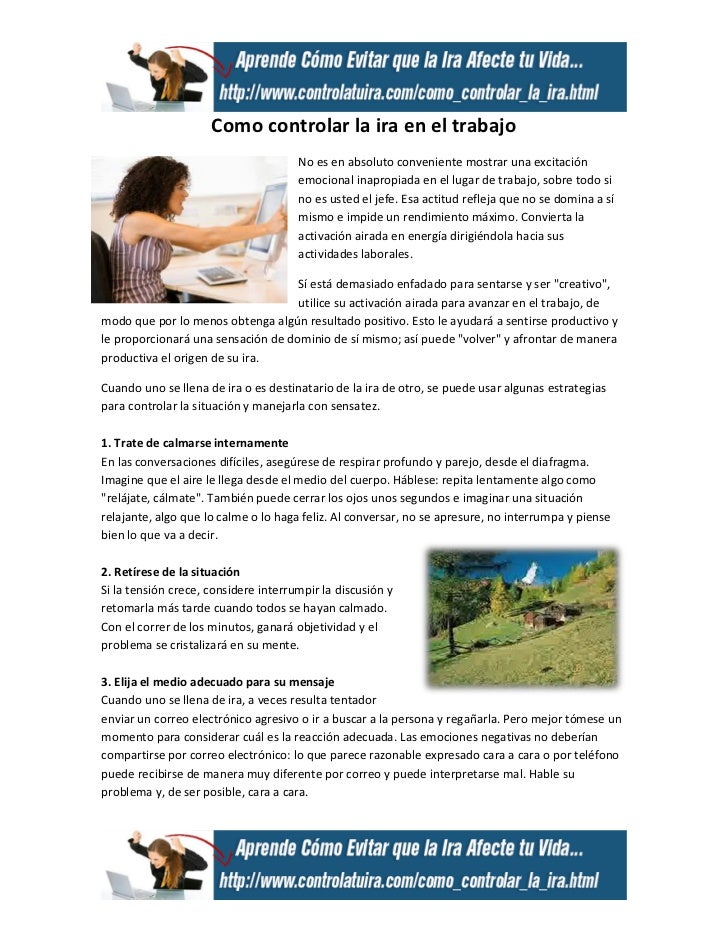 como controlar la ira en el trabajo