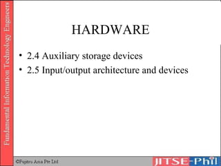 HARDWARE 2.4 Auxiliary storage devices 2.5 Input/output architecture and devices 