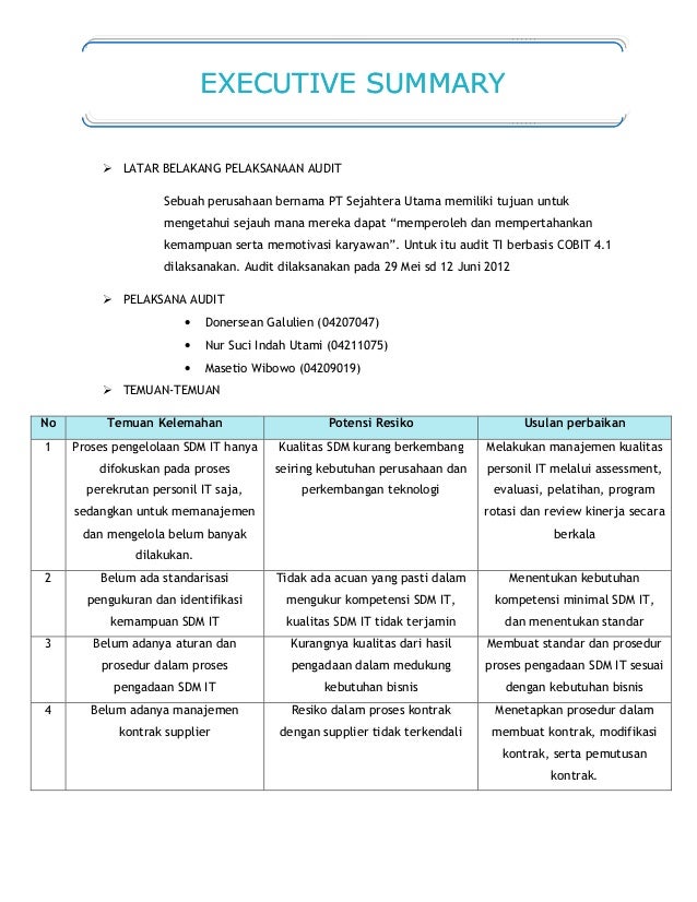 Contoh Executive Summary Laporan Kegiatan Ekstrakurikuler - IMAGESEE