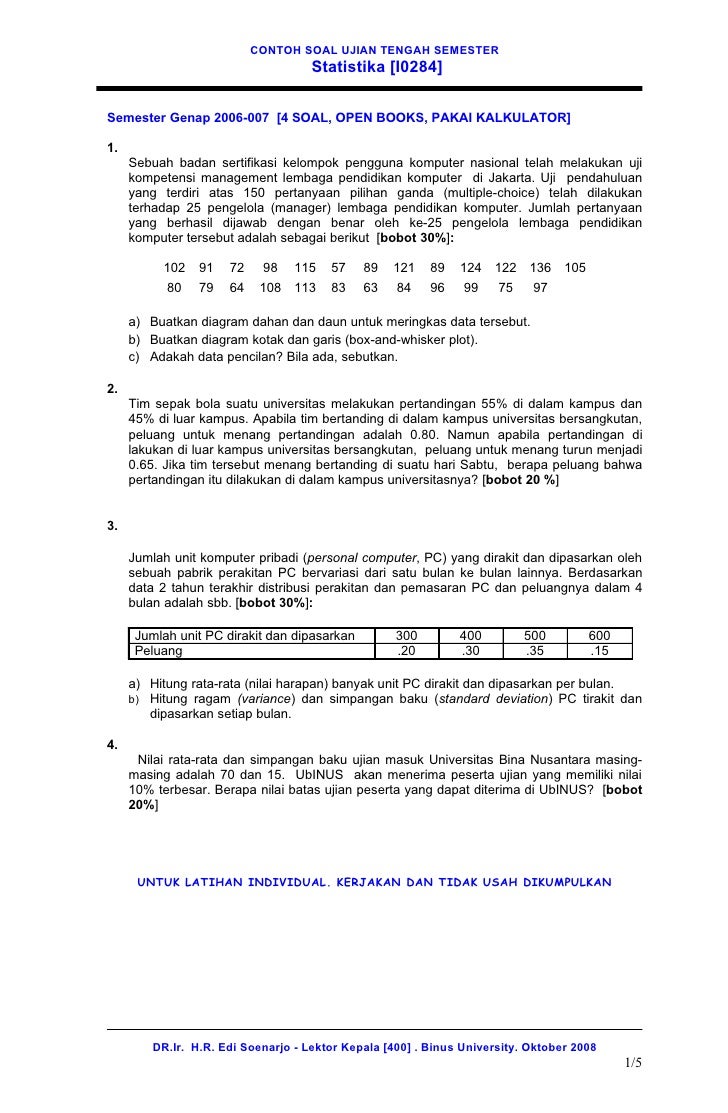 49++ Contoh soal statistika kuliah semester 4 ideas in 2021 