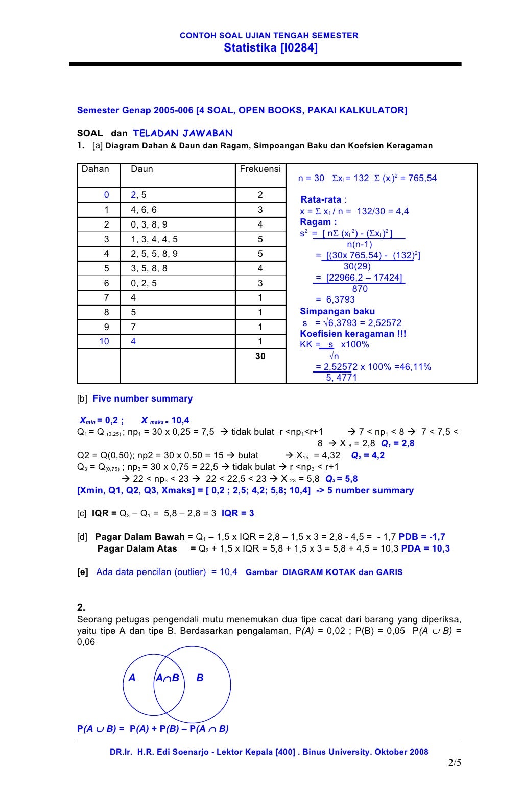 12. contoh soal uts statistika